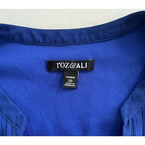 Roz & Ali Women’s Royal Blue Dress Sleeveless Buttoned Pleated on Top Size 20 - Picture 4 of 8