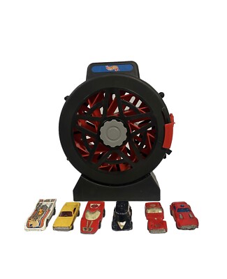 Mattel Hot Wheels Spinning 16 Car Case With 5 Cars 1998