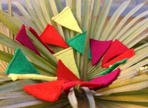 Decorative Felt Wool Triangular Prayer Flags - Picture 2 of 3