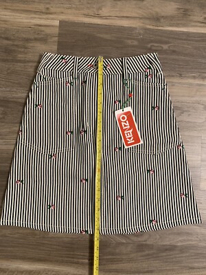 【KENZO】Rinse Stripe Shorts Denim Skirt - Rinse Blue KENZO Kenzo Ladies Rinse Blue Denim Rinse Striped Floral