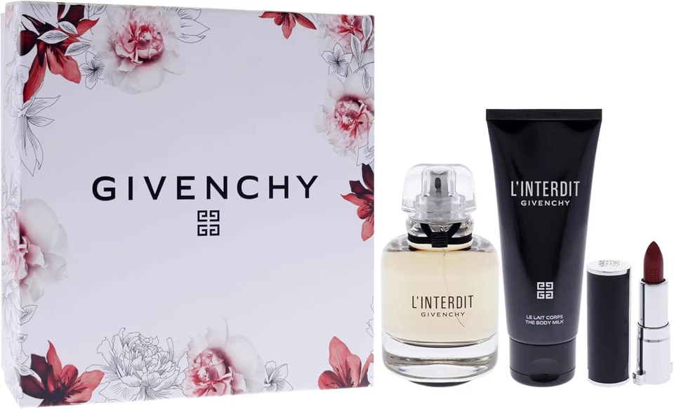 Givenchy L' Interdit EDP 80ml Body Milk 75ml Lipstick Gift Set