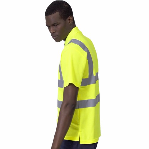 Uneek Hi Viz Polo Shirt Top High Visibility Vis Knitted Collar Reflective PPE - Bild 3 von 5
