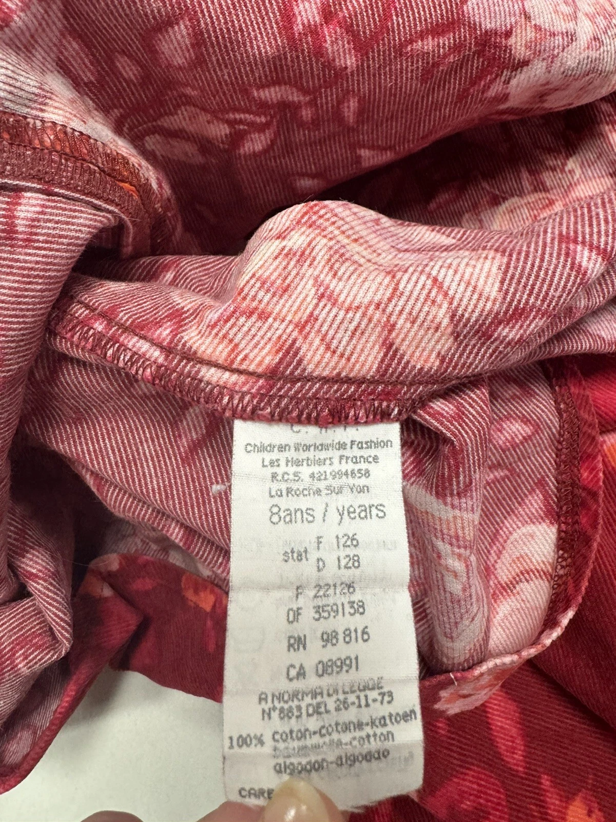 Abito Kenzo Jungle rosso e rosa velluto a coste motivo rosa bambina pinafore taglia 8 anni