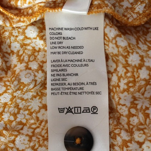 Top Anthropologie Maeve Venice talla M amarillo dorado floral fruncido mangas completas - Imagen 8 de 11