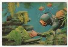 Skin Diver / Scuba Diver misnamed 1960's Vari-Vue Lenticular 3-D Postcard