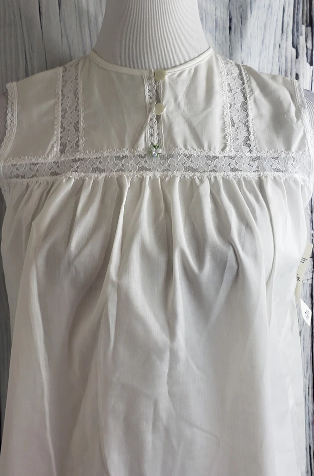 De Colección Nancy King Lencería Camisón Ropa de Dormir Sin Mangas Blanco Pequeño S #7314 Foto 3 de 4