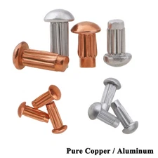 Solid Aluminum / Pure Copper Hammer Drive Screws Knurled Rivets Nameplate Rivets