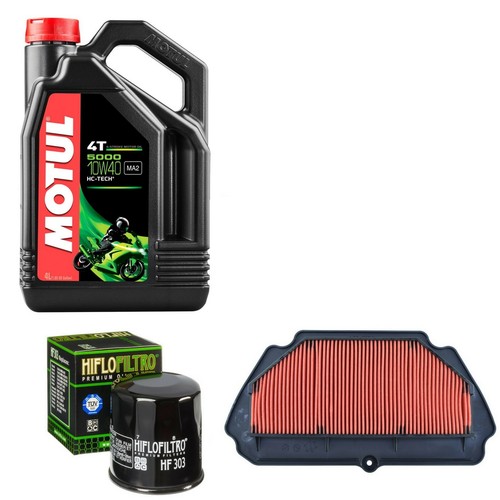 Kawasaki ZX 636 EDF ZX6R 2013 Motul 5000 10w40 4L Oil Filter Service