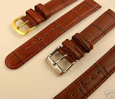 PREMIUM GENUINE ITALIAN LEATHER WATCH BAND STRAP 16mm WIDE BROWN CROC NEW - Bild 1 von 1