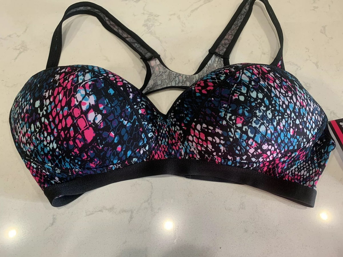 Joe Boxer Women Sports Bra Sz 38D Multicolor Printed Snakeskin