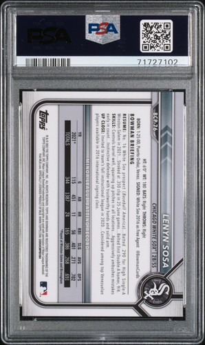 2022 1st Bowman Chrome Sapphire Lenyn Sosa Red Refractor /10 White Sox PSA 10 - Picture 2 of 2