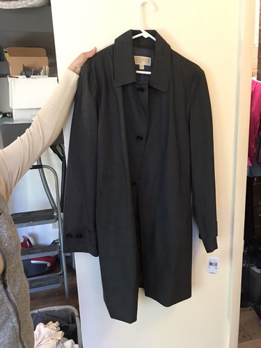 Michael Kors Men’s Charcoal Plaid Trench Coat 40R- Business Raincoat - NWT - Picture 3 of 6