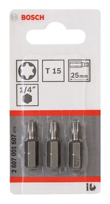 Bosch Powertools Bit Schrauberbit Extra-Hart, T15, 25mm, 3 Stück