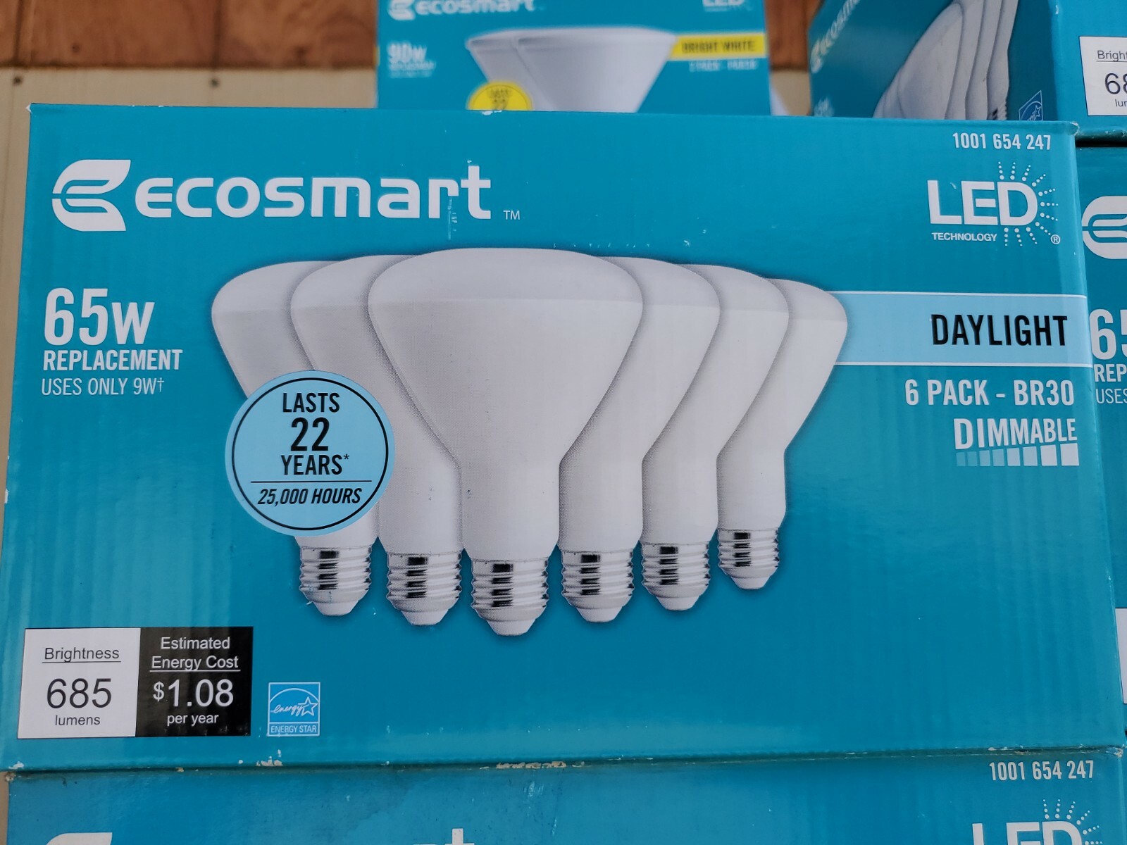Ecosmart 65 Watt Daylight LED flood light bulbs, 6 pack