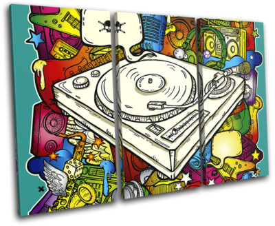 Turntable Decks Music Funky Illustration TREBLE TELA parete arte foto ...