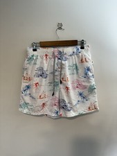 Vintage Summer Swim Trunks Board Shorts w/Side  Back Pockets, Men  s Medium
