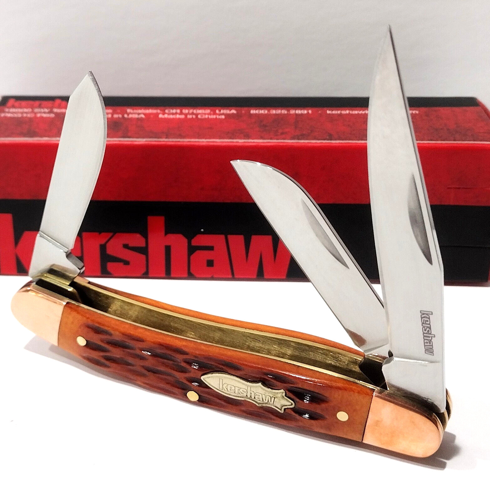 NEW Kershaw KS4382BjB Brandywine Brown Jigged Bone D2 Tool Steel Pocket Knife