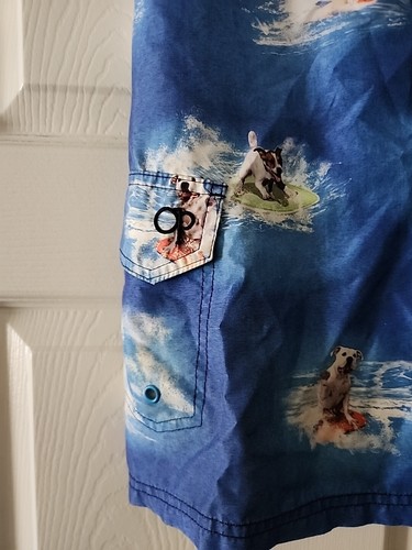 OP Ocean Pacific Boy's M (8) Surfing Dogs Swim Trunks Blue - Picture 3 of 3
