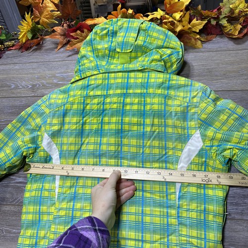 Karbon Coat Size 12 Girls Green Winter Jacket Carbon Pockets Hood Weatherproof - Picture 12 of 14