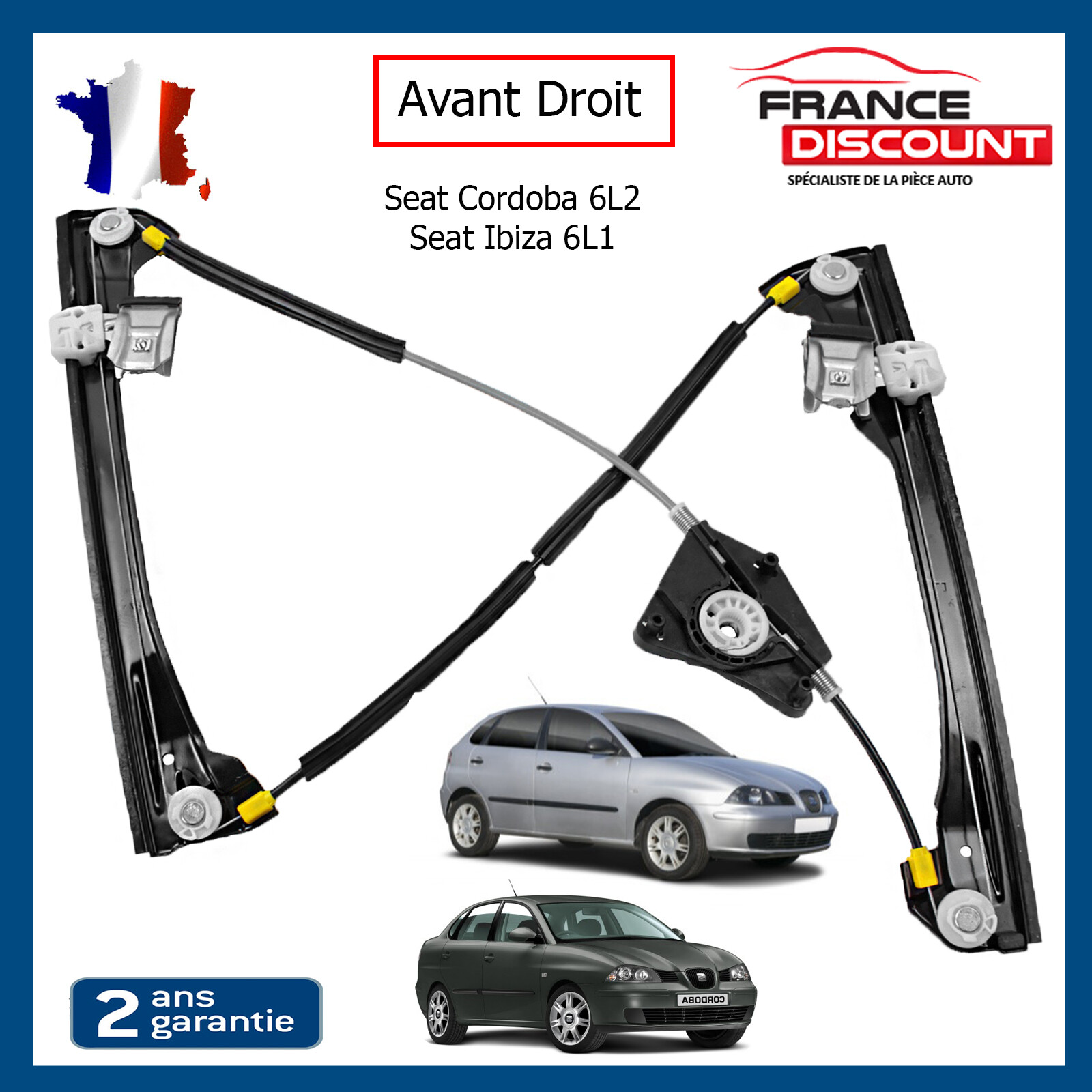 Lève-vitre électrique avant droit Seat Ibiza 4 coincé réparez votre mécanisme avec ce bloc complet