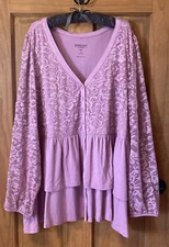 TORRID  LONG SLEEVE LACE  TOP  BLOUSE SUPER SOFT SHIRT 5 5X 5XL 28 NEW