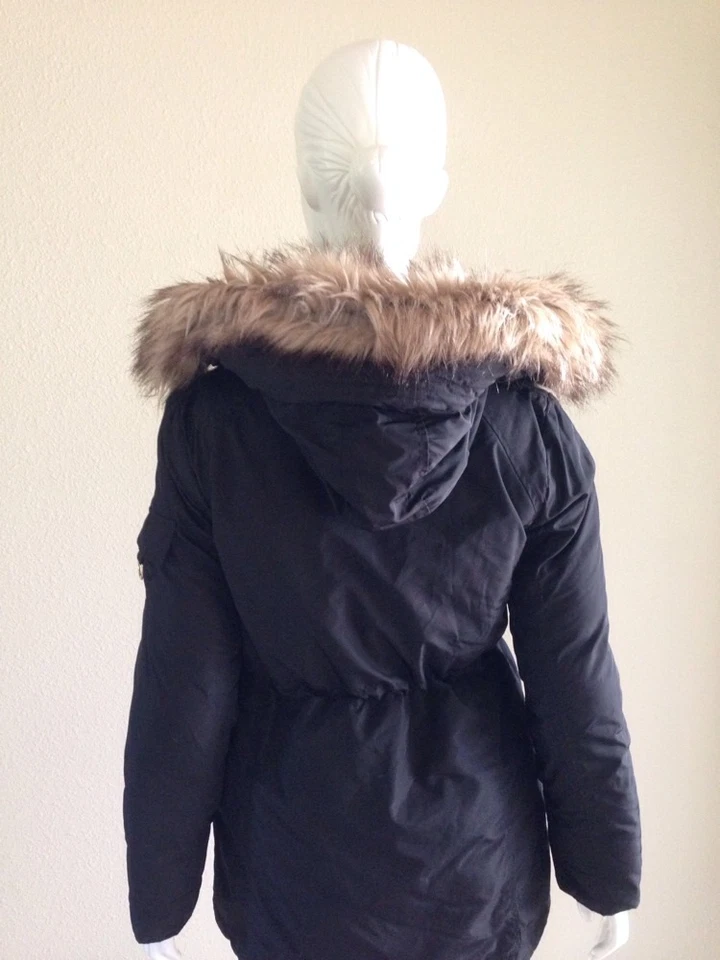 Victoria's Secret S парка искусственного меха воротник черный длинная длина недостаток с капюшоном - Изображение 4 из 4