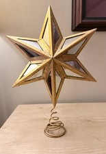 Vintage Gold Star Mirror Christmas Tree Topper Holiday Decor Art  Decoration