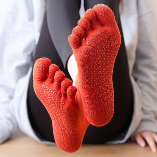 Pilates Tanz Gym Yoga Socken Baumwolle Fünf-Finger rutschfeste Sportsocken atmungsaktiv - Bild 24 von 30