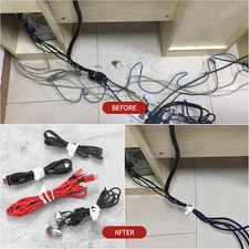 25 Pcs Silicone Cable Ties, Reusable Cable Straps Wire Organizer, Cable Manag...