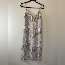 Lavender Brown Dress Womens XS Cream Spaghetti Strap Midi Chic Summer Sundress