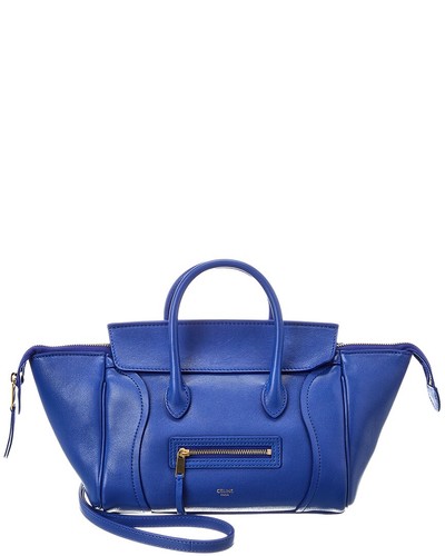 Celine Little Luggage Leather Shoulder Bag Women's Blue
