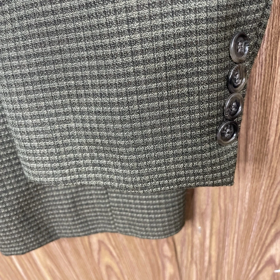 Abrigo Deportivo Haggar Para Hombre 44L Verde Multicolor Texturizado Tres Botones Hecho en EE. UU. Foto 3 de 4