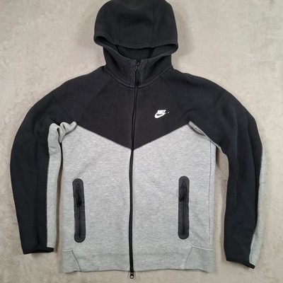 Nike Tech Fleece Hoodie Herren Medium Grau Schwarz Reißverschluss Sport Freizeit Straße