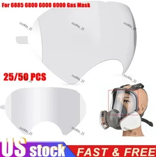 25/50 Pack Peel Off Lens Cover Face Shield Film for 6800 6000 6885 6900 Gas Mask