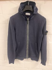 STONE ISLAND cardigan giacca in maglia con cappuccio. Taglia L circa 50. Blu navy. Vintage.