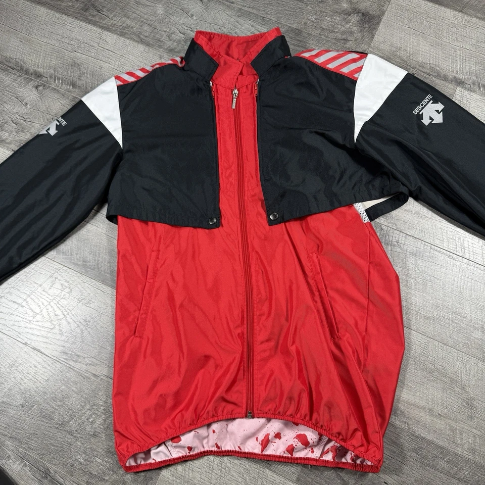 VNTG 80’s Descente Made In Japan Cycling Red Jacket XL & Black Pants Size Large - Image 2 of 4