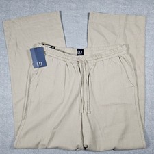 NEW GAP Womens Linen Pull-On Pants Wide Leg Beige Medium NWT GP003393
