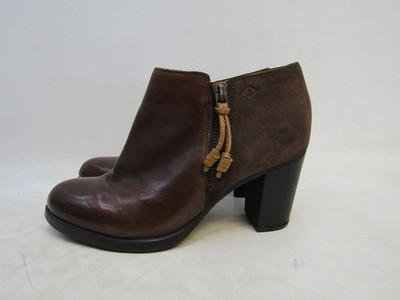 Sperry Top Sider Womens Size 6 M Brown Leather Zip Ankle Fashion Boots Bootie