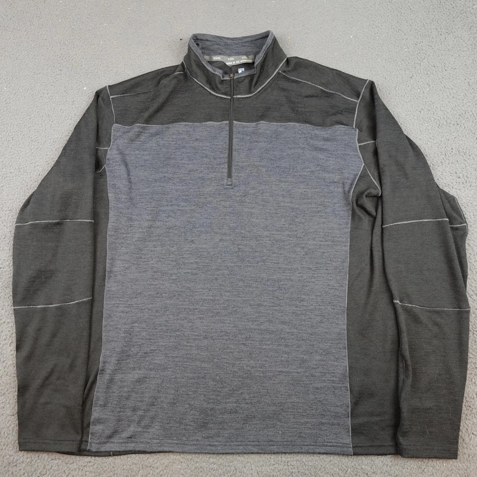 Kuhl Ryzer 1/4 Zip Pullover Mens 2XL Gray Mock Neck Colorblock Hiking Top 3112R