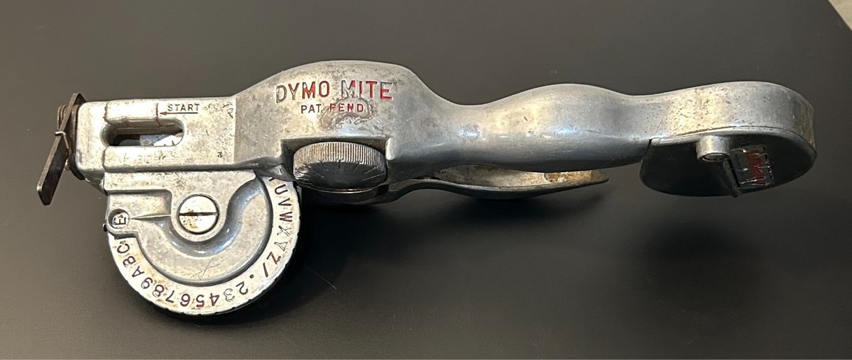 Vintage DYMO-MITE TAPEWRITER Label Maker Embosser Pat Pend Metal