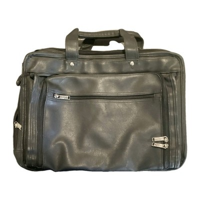 VINTAGE LEEDS Black Leather Laptop/Briefcase Bag