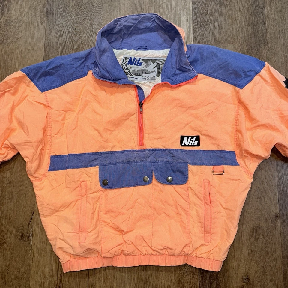 Traje de esquí vintage Nils traje de nieve para hombre chaqueta mediana abrigo 32 pantalones babero nieve años 80 Foto 3 de 4