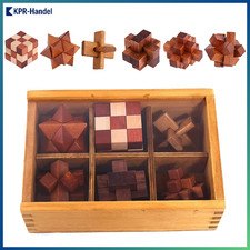 6 Stück Holz Knobelspiele 3D Mini Puzzle Geschicklichkeitsspiel Set