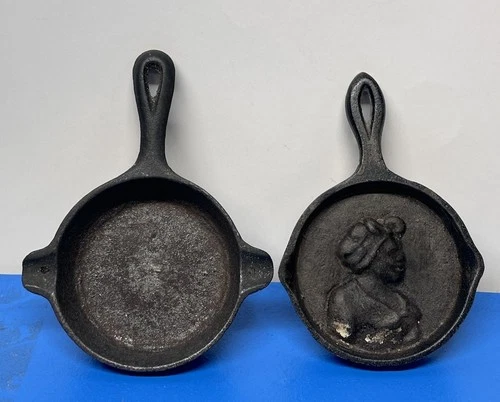 Decorative Mini Cast Iron Pans Vintage Wagner Ware & Woman