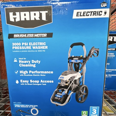 #ad HART 3000 PSI Electric Pressure Washer Brushless Motor Wheel Mounted 25ft Hose $500.00