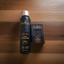 Calm Clearing Body Wash, African Black Soap, 18 fl And One SheaMoisture Soap