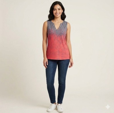 New Etcyy Womens Size Medium Tank Top Red Blue Ombre Sleeveless Casual Summer