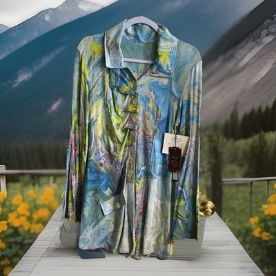 UBU Boutique Brand Sample Color Swirl Jacket NWT Going Places Small Soft Knit