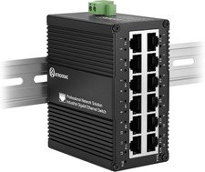 Industrial 12 Port Gigabit PoE Switch, DC 12-48V to 48V PoE Boost 360W IP40
