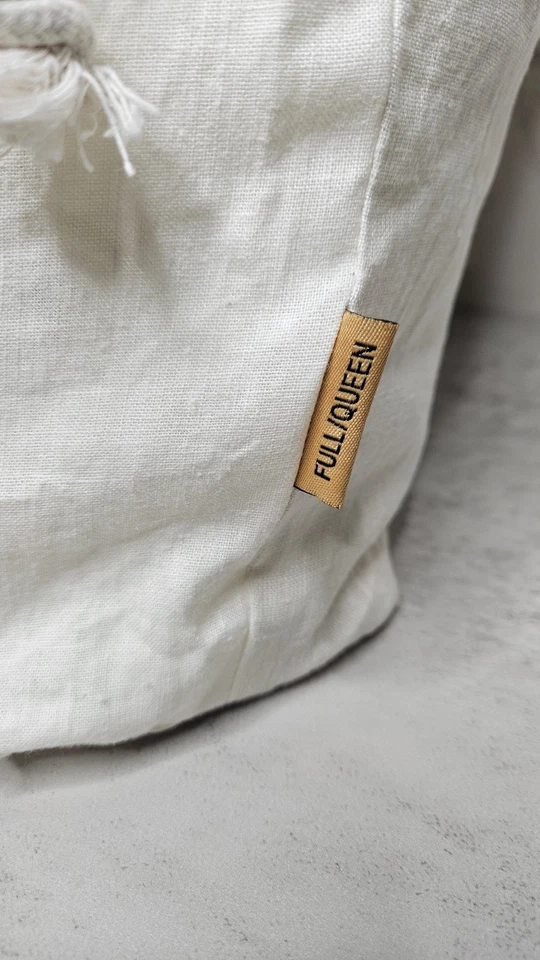 Funda nórdica de lino europeo blanco Quince. Talla Completa/Reina Foto 3 de 4